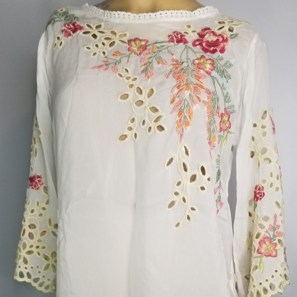 Johnny Was Belina Newemnroidered Tunic Top Womens